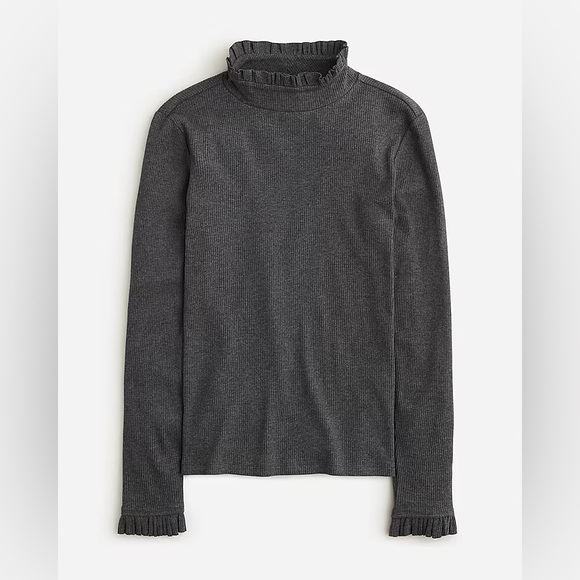 J. Crew Tops - Vintage rib ruffle mockneck T shirt